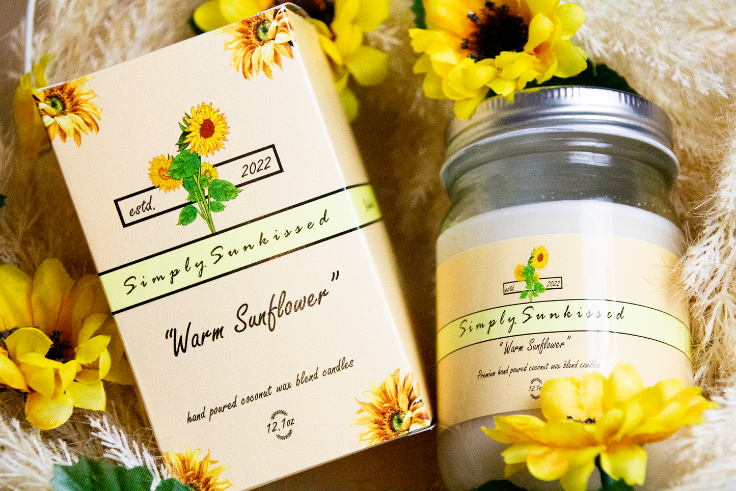 "Warm Sunflower" 12oz coconut-soy wax candle