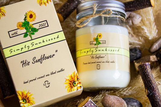 "His Sunflower" 12oz coconut-soy wax candle