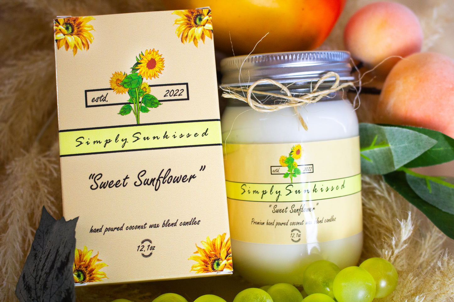 "Sweet Sunflower" 12oz coconut-soy wax candle